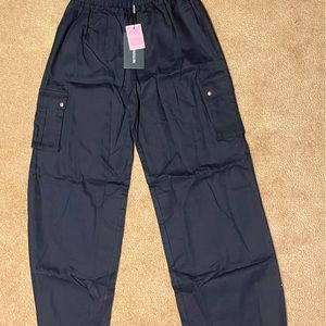 Pretty Little Thing Black Wide Leg High Waisted Cargo Pants